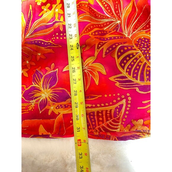Boo Gemes cotton silk floral Hawaiian thin tunic blouse colorful cruise size L - Picture 11 of 12